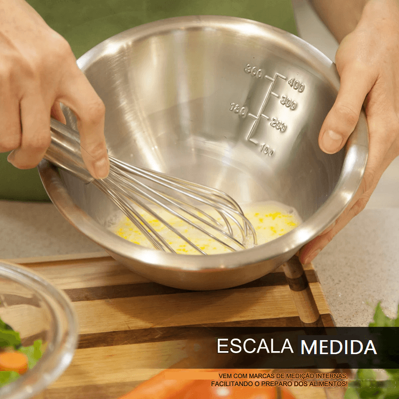 Conjunto de Tigela de Aço Inoxidável - Mega Lar Brasil