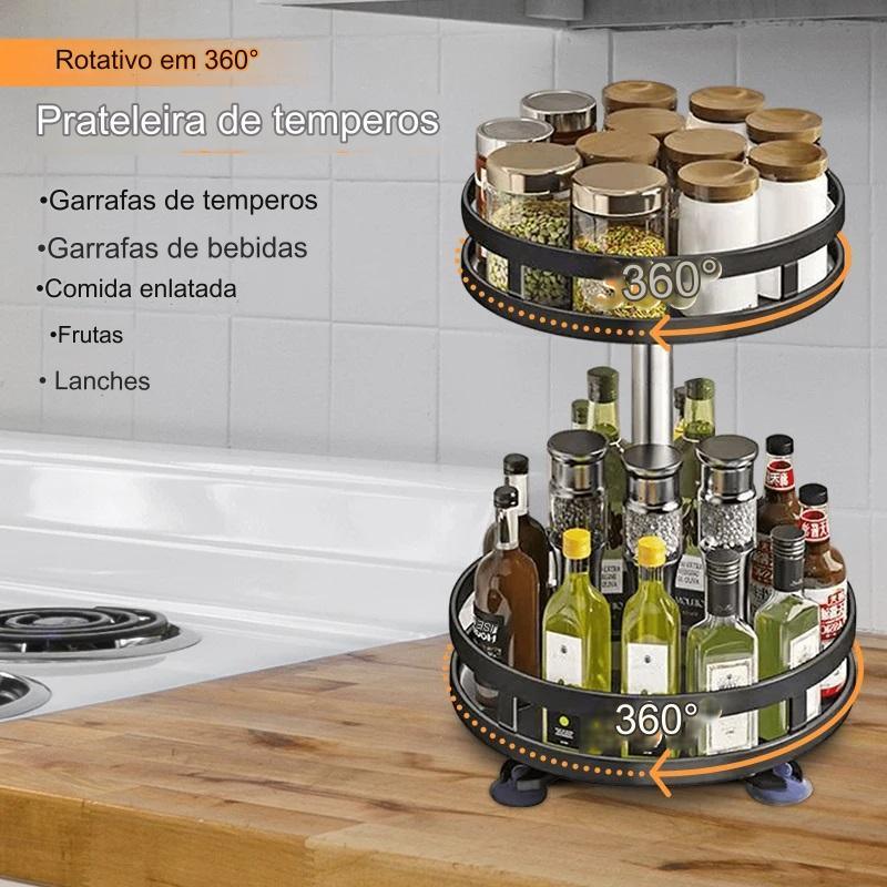 Suporte Rotativo de Condimentos 360° - Mega Lar Brasil