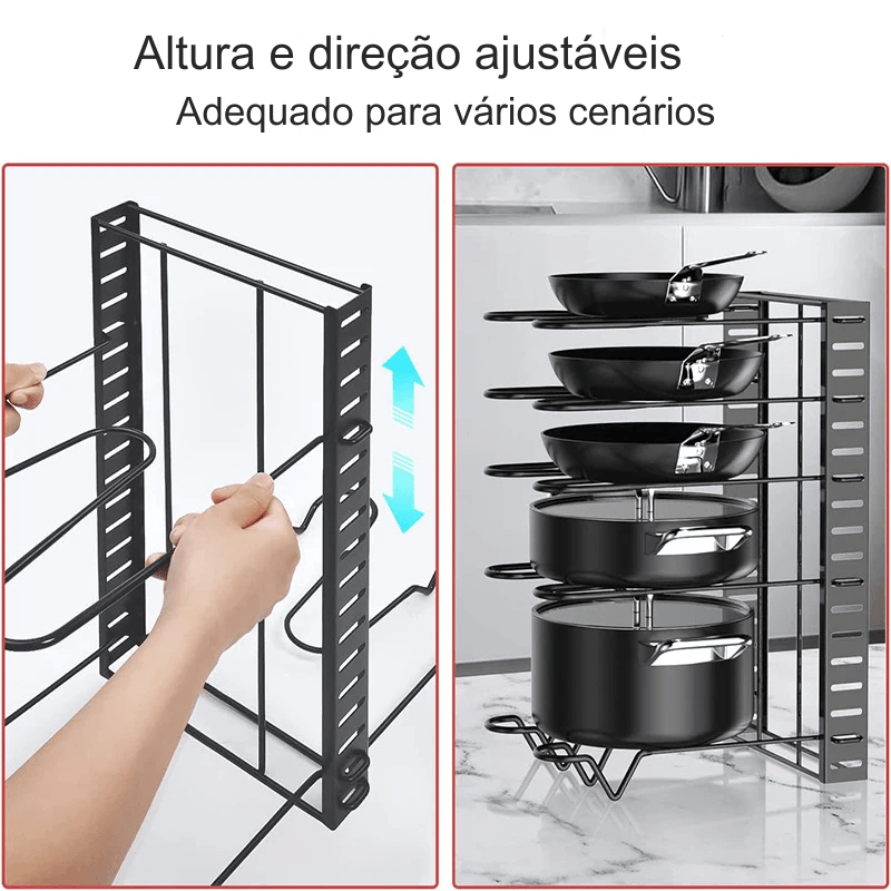 Suporte de Panelas Dobrável de 8 Camadas - Mega Lar Brasil
