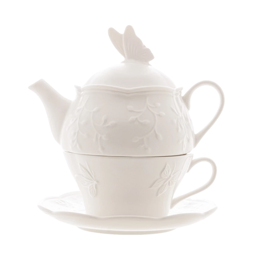 Chaleira Borboleta com Caneca de Porcelana 450ml