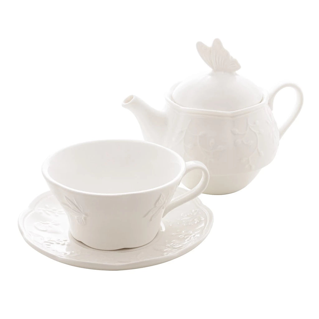 Chaleira Borboleta com Caneca de Porcelana 450ml