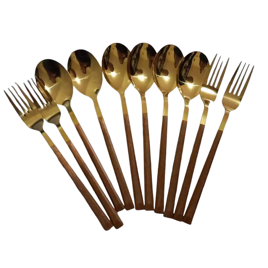 Conjunto de Talheres Dourados 18 Peças para Jantar Elegante