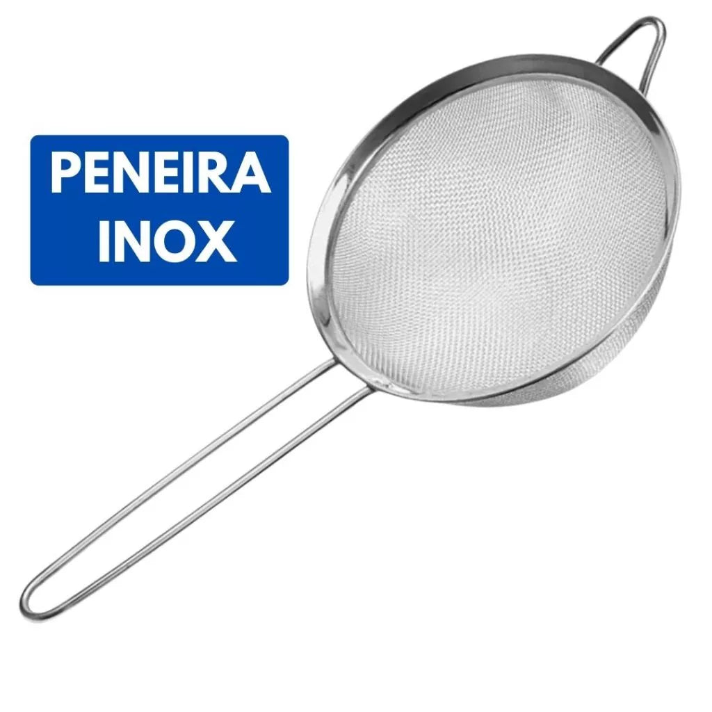 Conjunto de 3 Peneiras Inox para Cozinha - 22cm, 18cm e 14cm