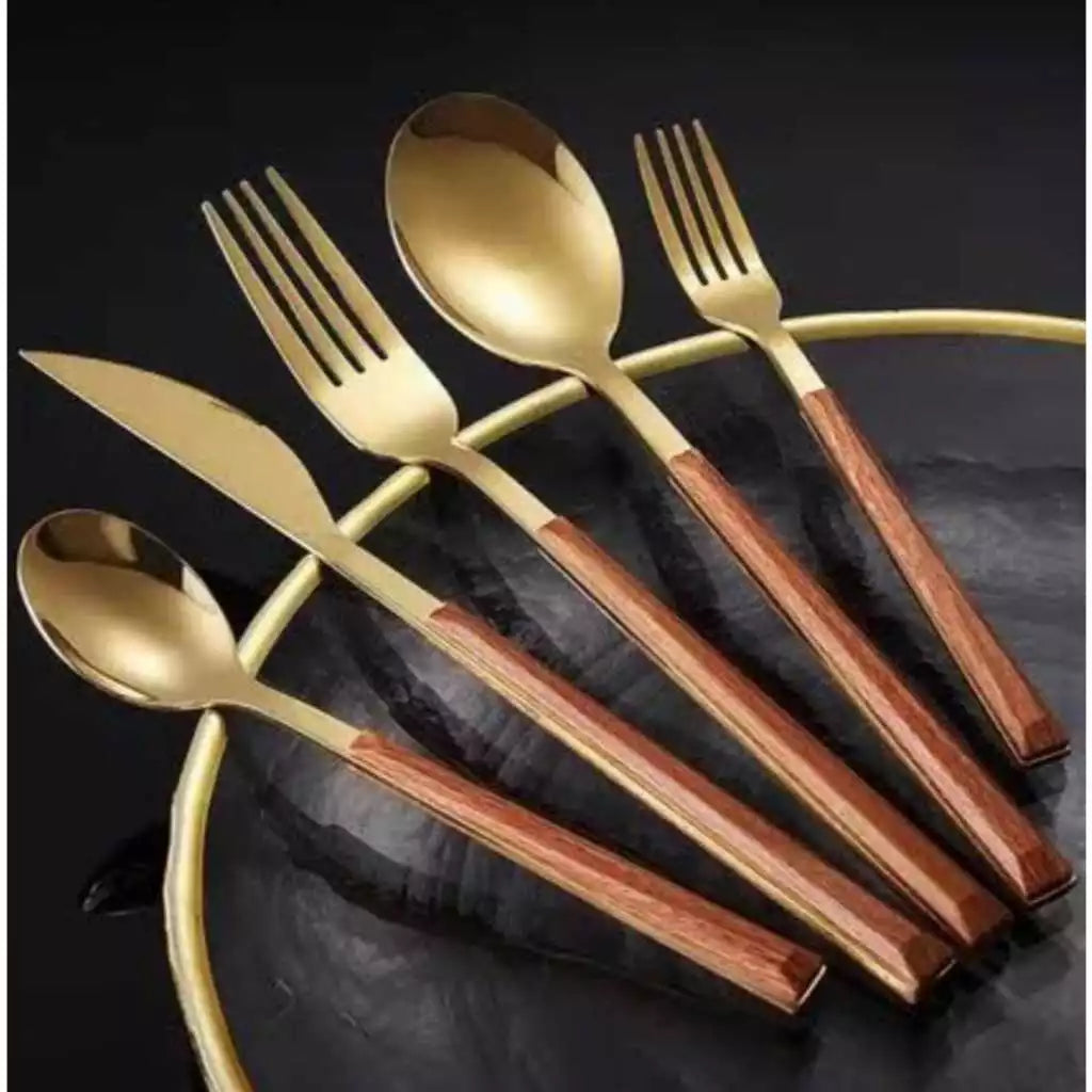 Conjunto de Talheres Dourados 18 Peças para Jantar Elegante