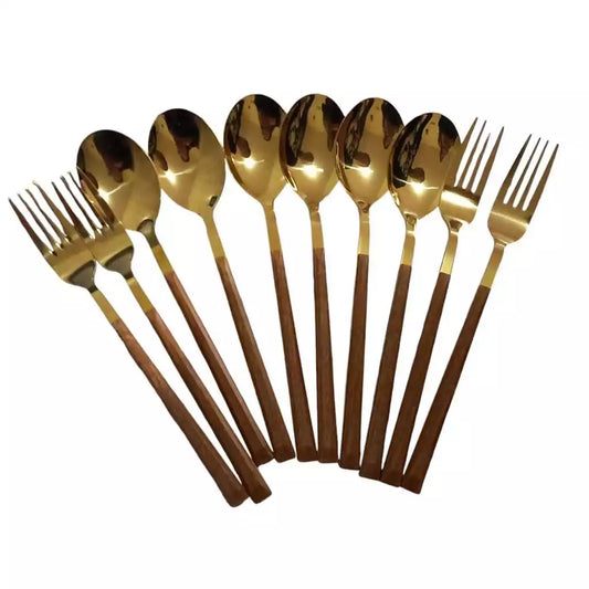 Conjunto de Talheres Dourados 18 Peças para Jantar Elegante