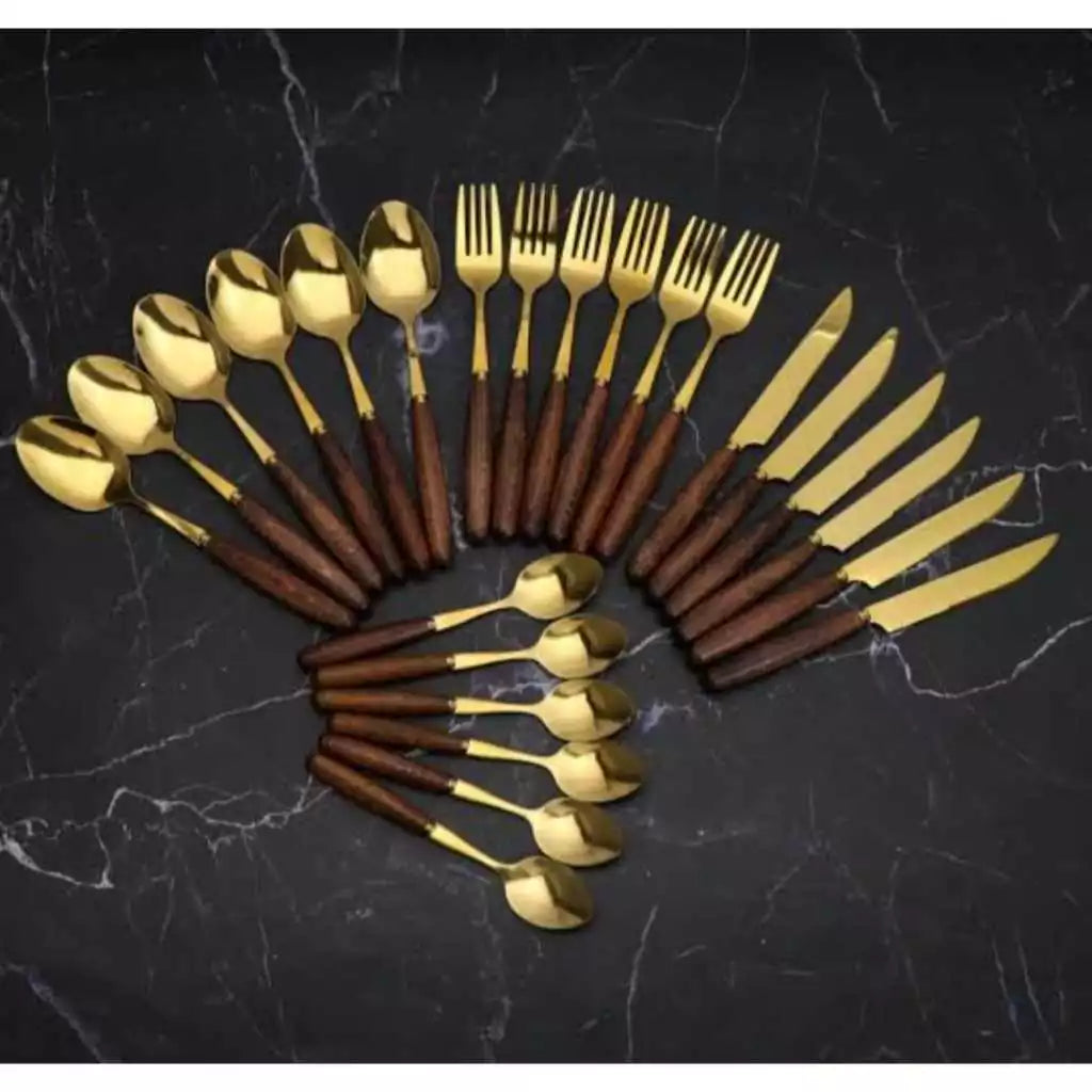 Conjunto de Talheres Dourados 18 Peças para Jantar Elegante
