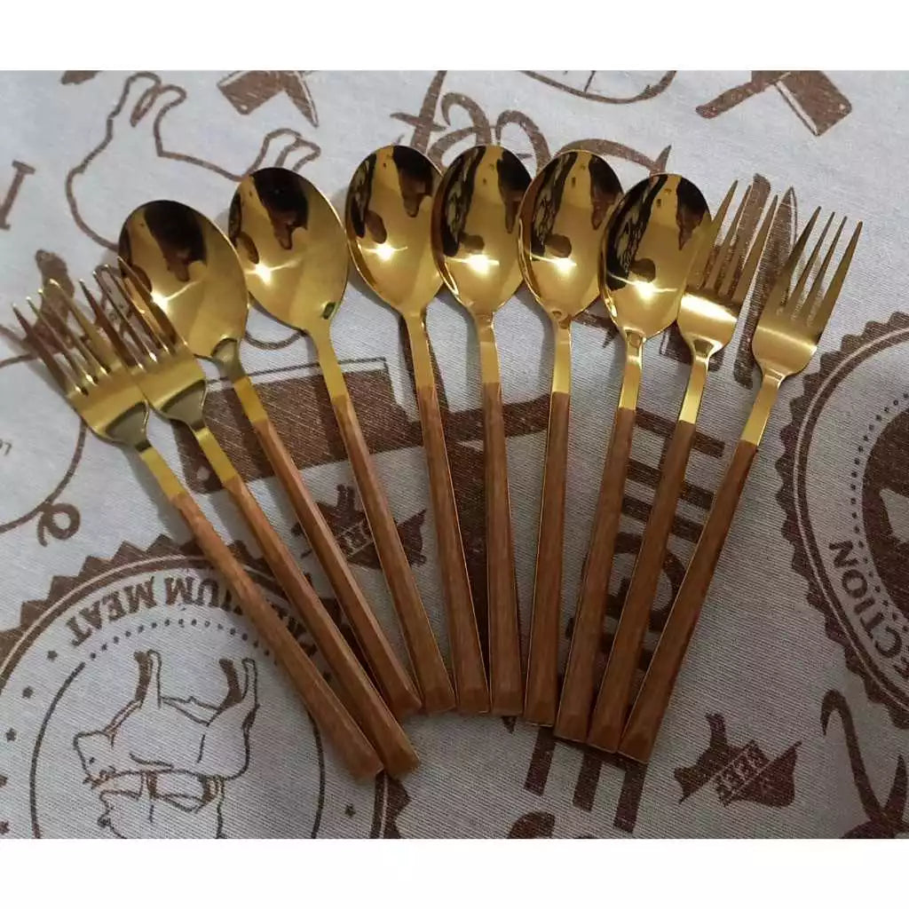 Conjunto de Talheres Dourados 18 Peças para Jantar Elegante