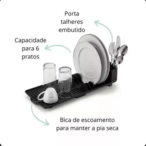 Escorredor Flat para Pia com Bica - Organizador Compacto de Cozinha