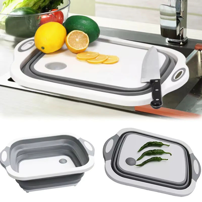 Escorredor Retrátil Silicone com Bacia 3 em 1 para Cozinha