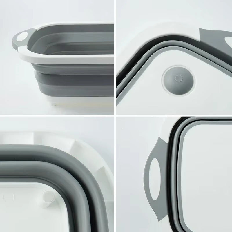 Escorredor Retrátil Silicone com Bacia 3 em 1 para Cozinha
