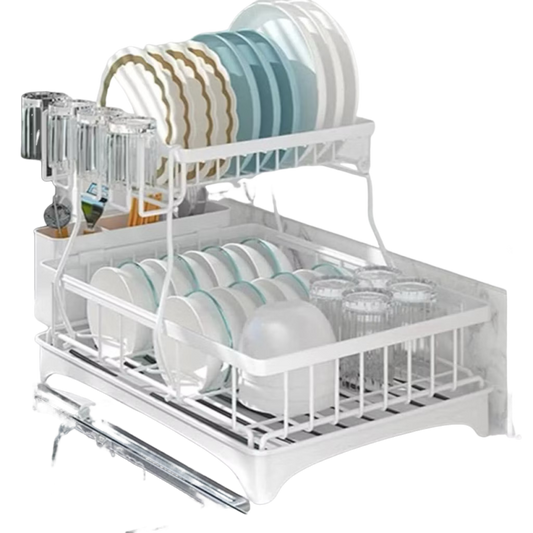 Escorredor de Louças de Aço Inoxidável com Suporte de Pratos