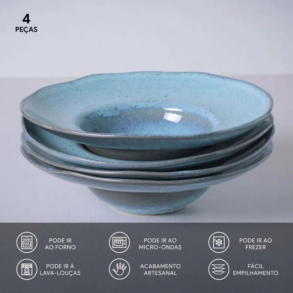 Kit 4 Pratos Para Massa e Risoto Breeze 450ML Porto Brasil Elegante