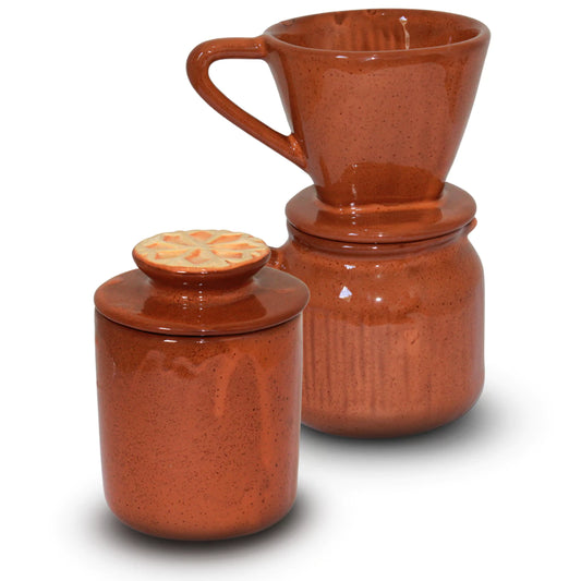 Kit Café e Manteiga - Coador e Manteigueira Francesa em Cerâmica