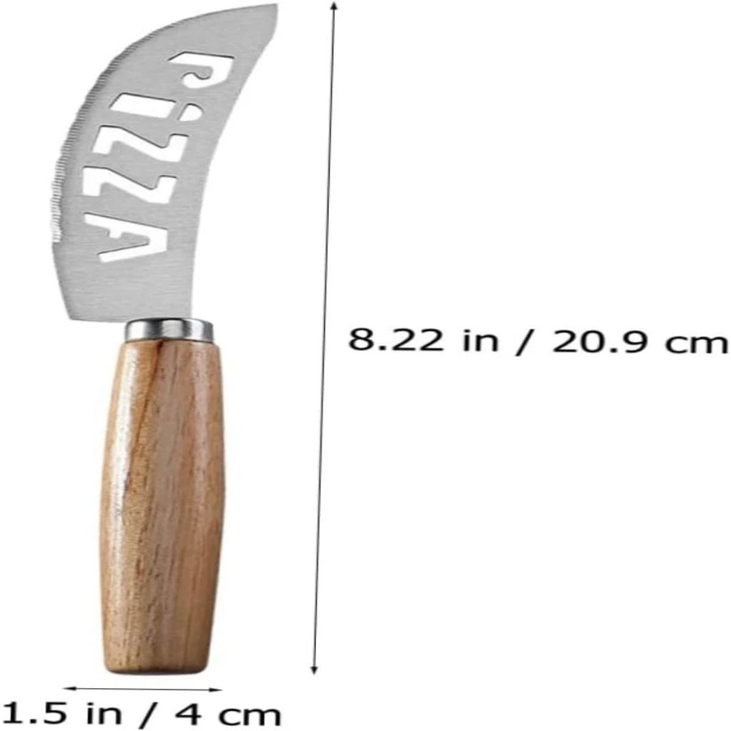 Kit Cortador de Pizza Inox com Cabo de Madeira - 2 Peças
