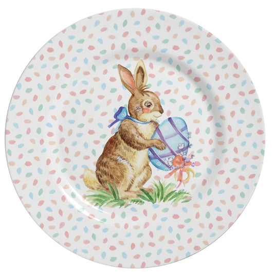 Kit Mesa Decorada Coelho Cerâmica Alleanza - 4 Pratos Rasos