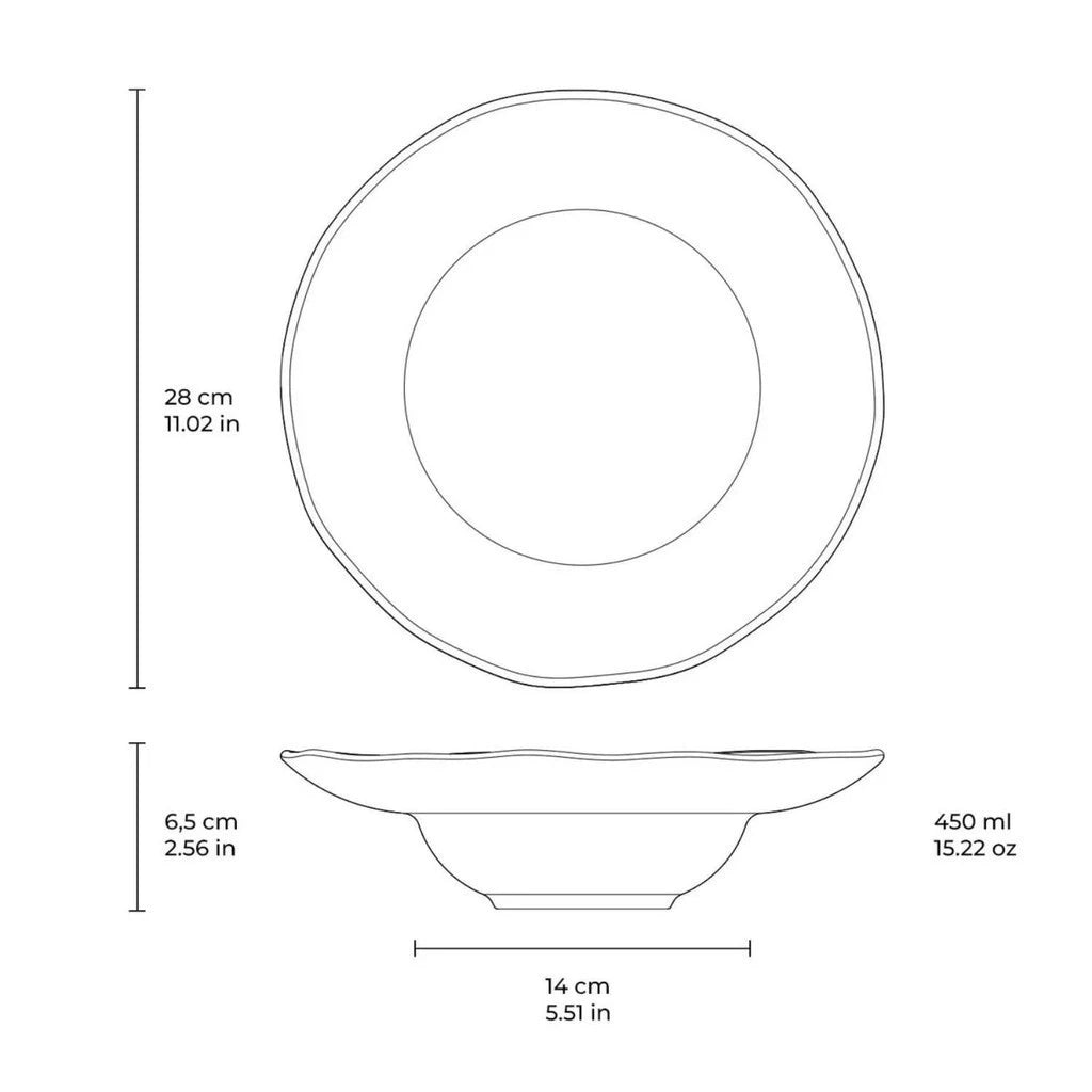 Kit Pratos Para Massa Risoto Porto Brasil Oceano 450ML Estilo Sofisticado