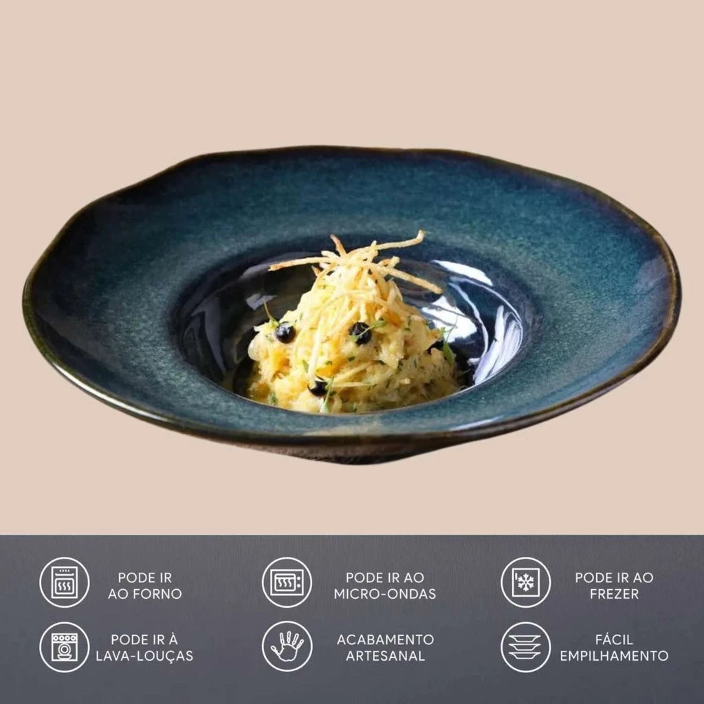 Kit Pratos Para Massa Risoto Porto Brasil Oceano 450ML Estilo Sofisticado