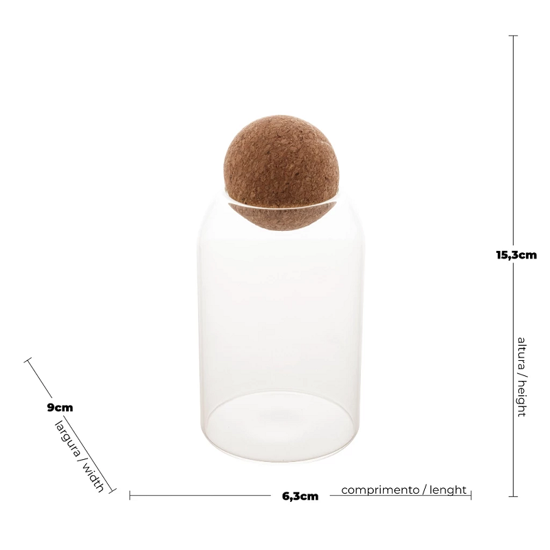 Kit Potes Vidro Resistente ao Calor com Tampa Esfera 2 Peças