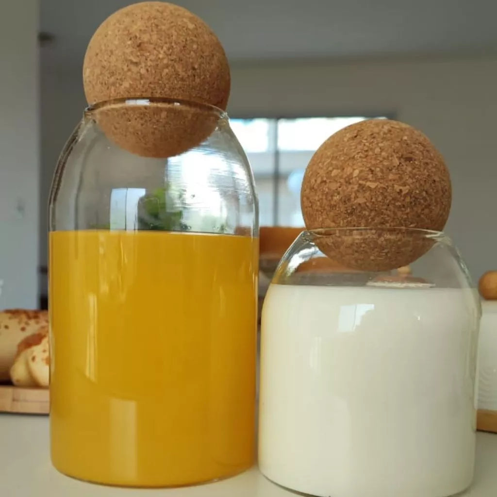 Kit Potes Vidro Resistente ao Calor com Tampa Esfera 2 Peças