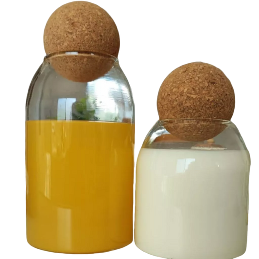 Kit Potes Vidro Resistente ao Calor com Tampa Esfera 2 Peças