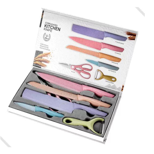 Kit de Facas Aço Inox 6 Peças para Churrasco, Cozinha e Frutas