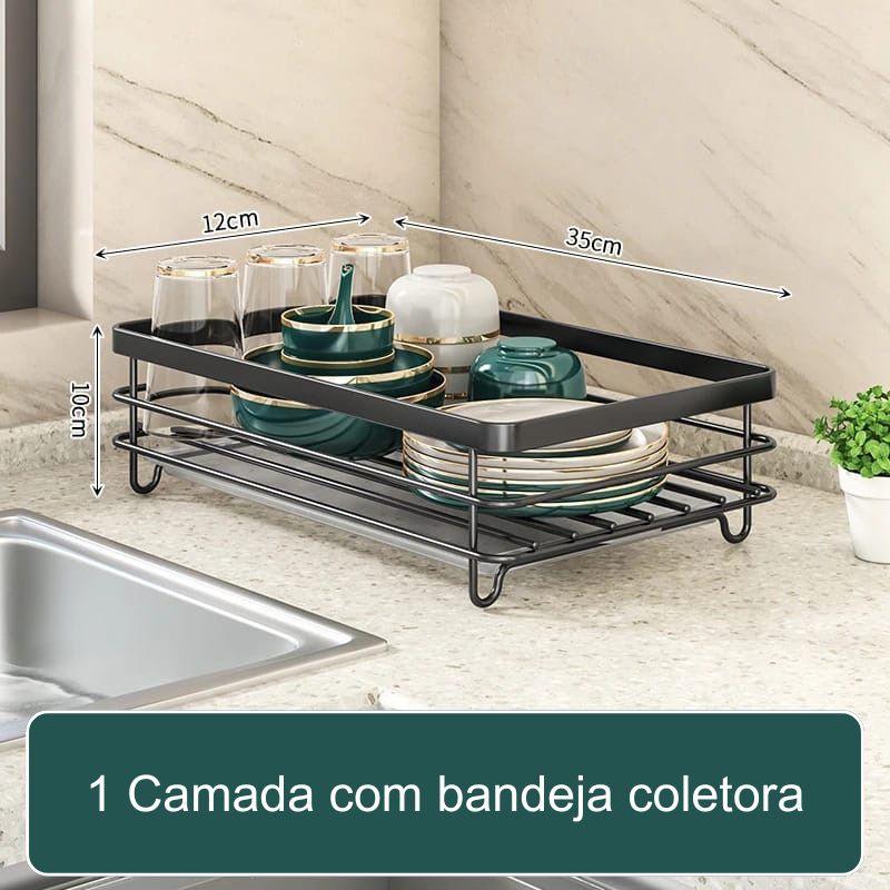 Escorredor de Louças de Aço Inoxidável com Suporte de Pratos