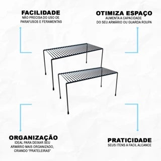 Kit 3 Organizadores Aramado Para Armário