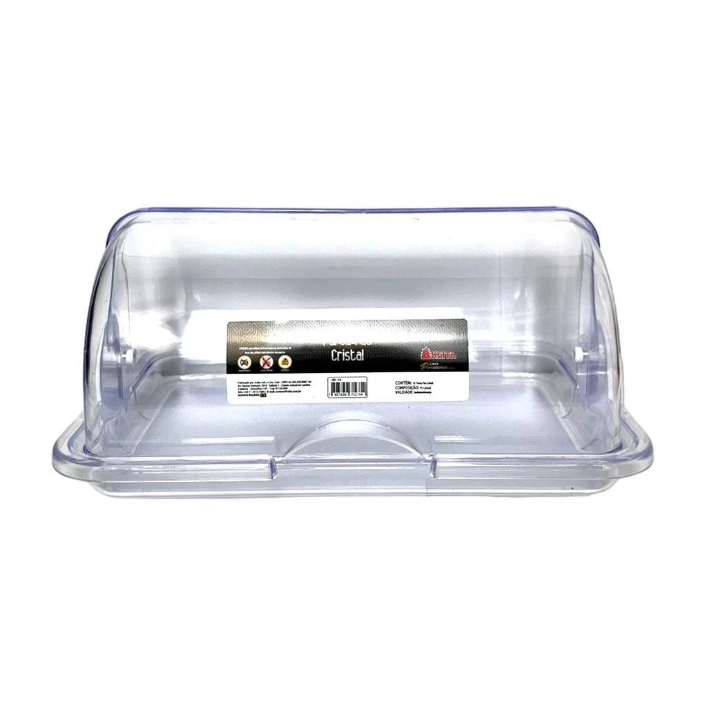 Organizador Porta Pão Cristal com Tampa Articulável 30x20cm