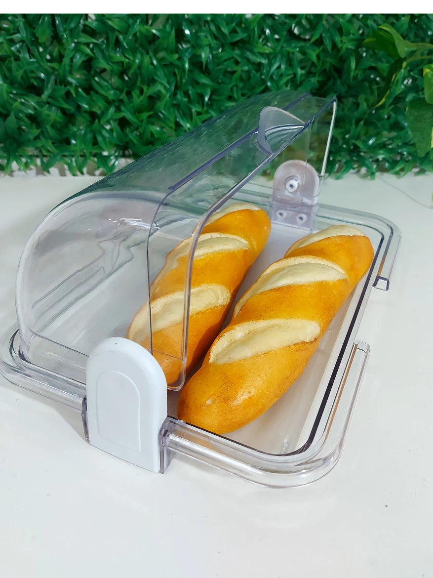Organizador Porta Pão Cristal com Tampa Articulável 30x20cm