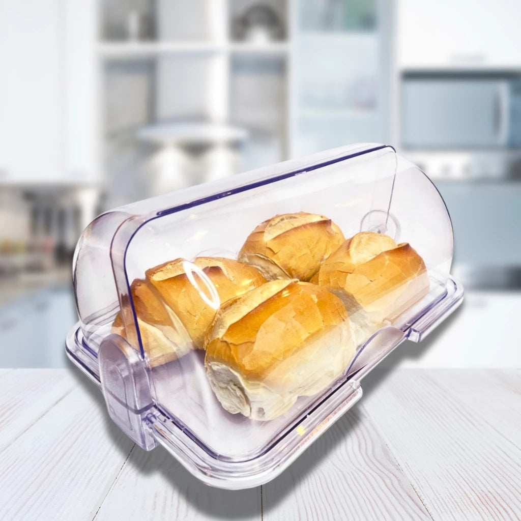 Organizador Porta Pão Cristal com Tampa Articulável 30x20cm