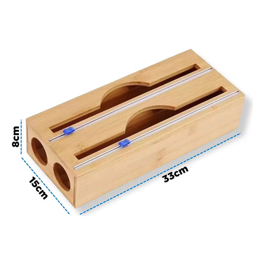 Organizador de Cozinha Bambu 2 em 1 para Papel Alumínio e Filme