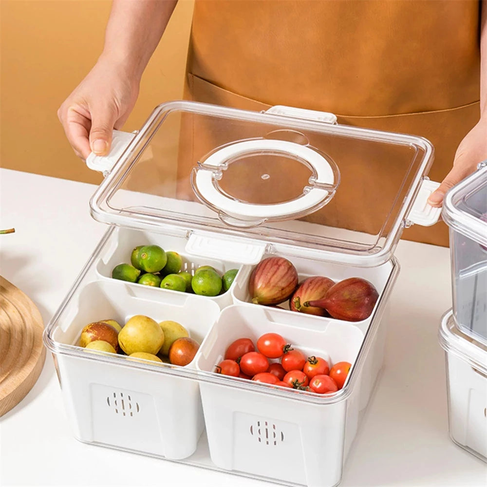 Organizador de Geladeira Hermético para Alimentos com Escorredor