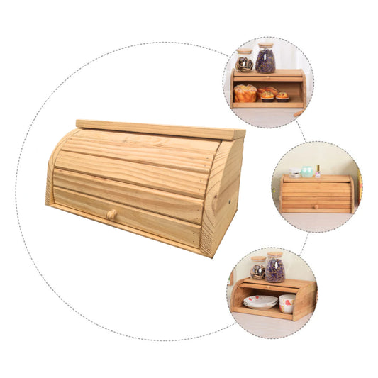Porta Pães em Madeira Pinus 40cm para Armazenamento de Alimentos
