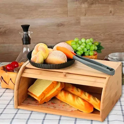 Porta Pães em Madeira Pinus 40cm para Armazenamento de Alimentos