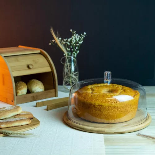 Porta Pães em Madeira Pinus 40cm para Armazenamento de Alimentos