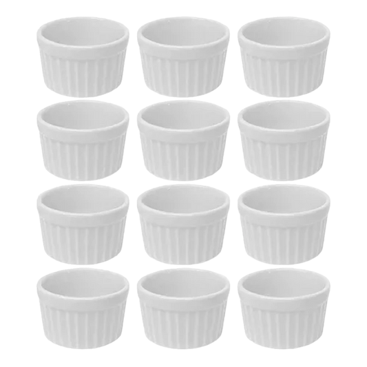 Ramequim Branca para Molho – Kit de 12 Porcelanas