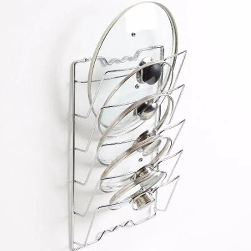 Suporte Para Tampas de Panelas Aço Inoxidável - Mega Lar Brasil