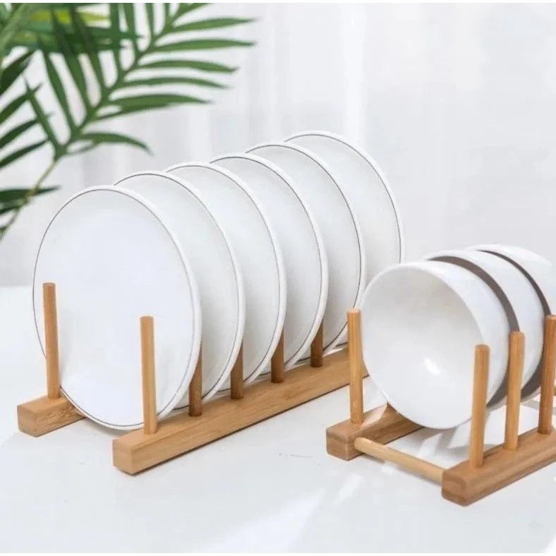 Suporte Multiuso de Bambu para Organização de Pratos e Tábuas