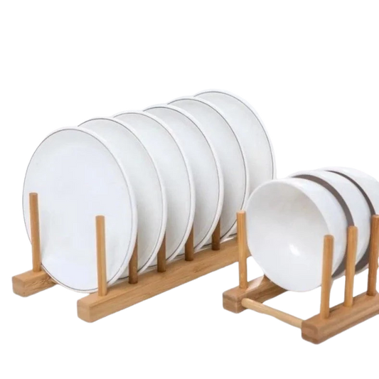 Suporte Multiuso de Bambu para Organização de Pratos e Tábuas