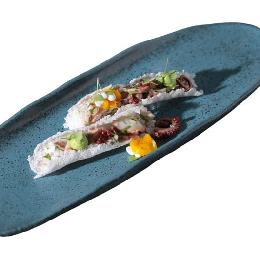 Travessa Oval Orgânico Night Sky 36cm Cerâmica Premium