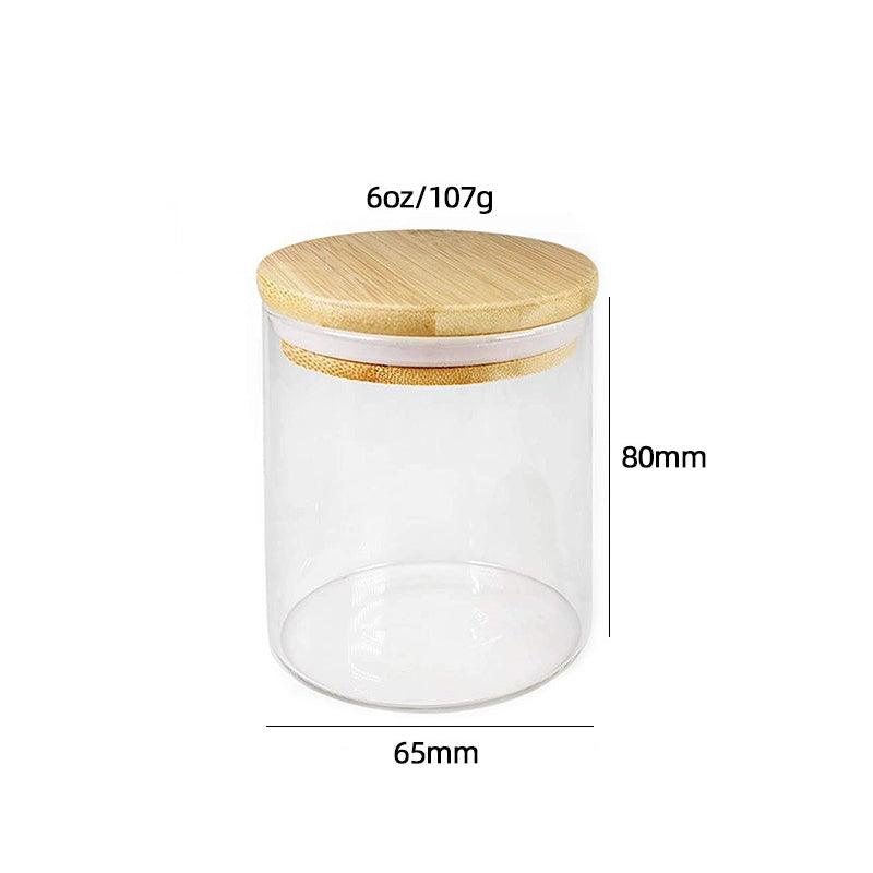 Kit com 6 Potes de Armazenamento com Tampa de Bambu
