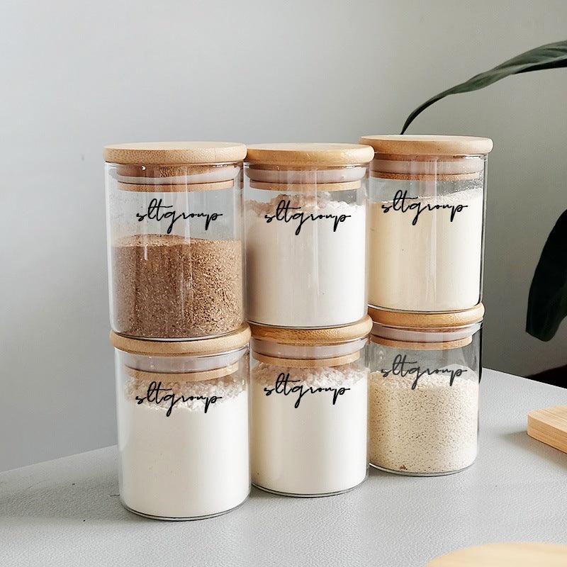 Kit com 6 Potes de Armazenamento com Tampa de Bambu