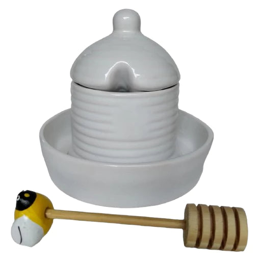 Meleira de Vidro com Pegador de Mel Natural