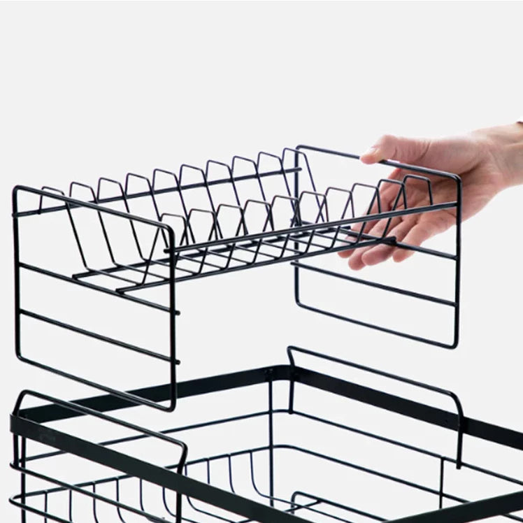 Organizador de Louças Preto 2 Andares - Rack Escorredor Compacto