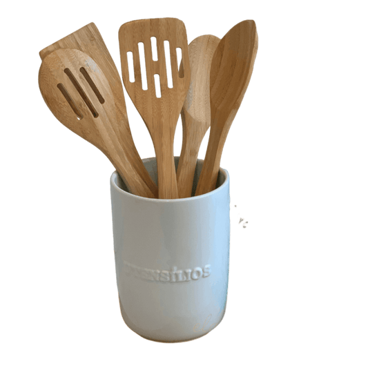 Porta Utensílios Luxo Cerâmica com Detalhes Sofisticados