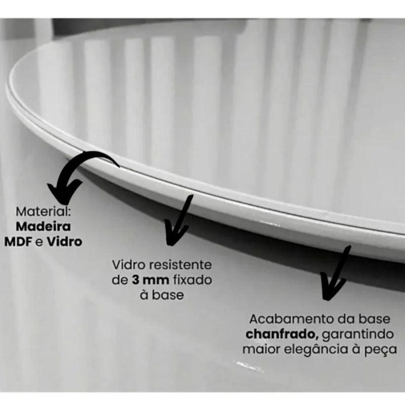 Prato Giratório de Vidro para Centro de Mesa Moderno