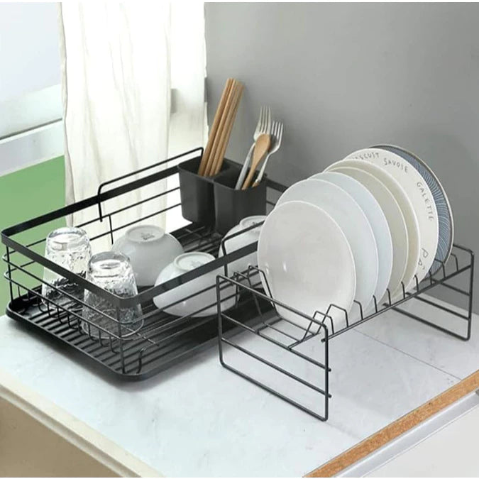 Organizador de Louças Preto 2 Andares - Rack Escorredor Compacto
