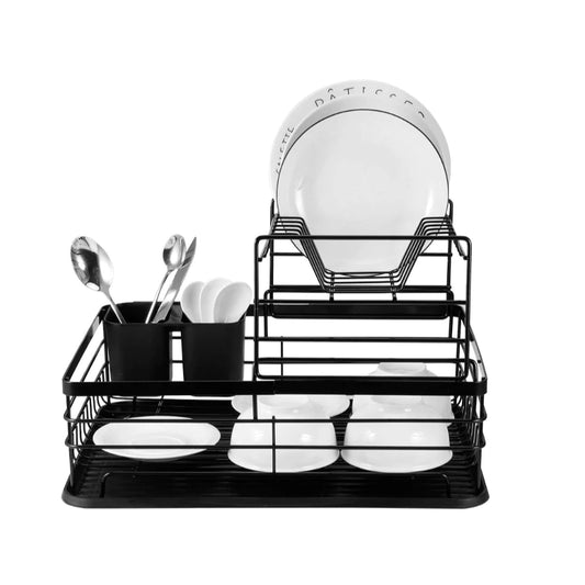 Organizador de Louças Preto 2 Andares - Rack Escorredor Compacto