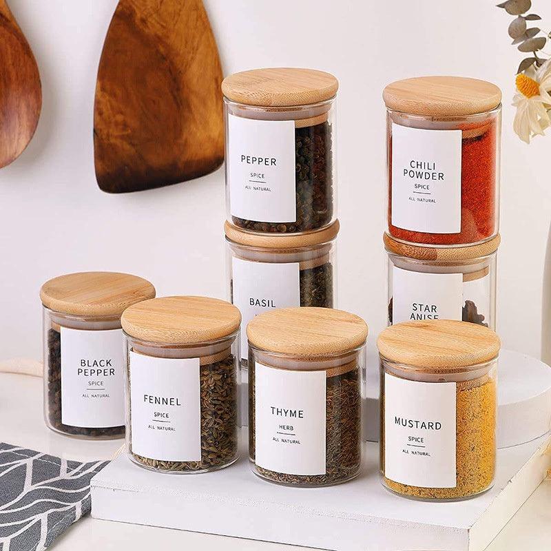 Kit com 6 Potes de Armazenamento com Tampa de Bambu