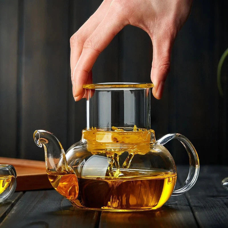 Chaleira de Vidro Premium com Coador Resistente ao Calor